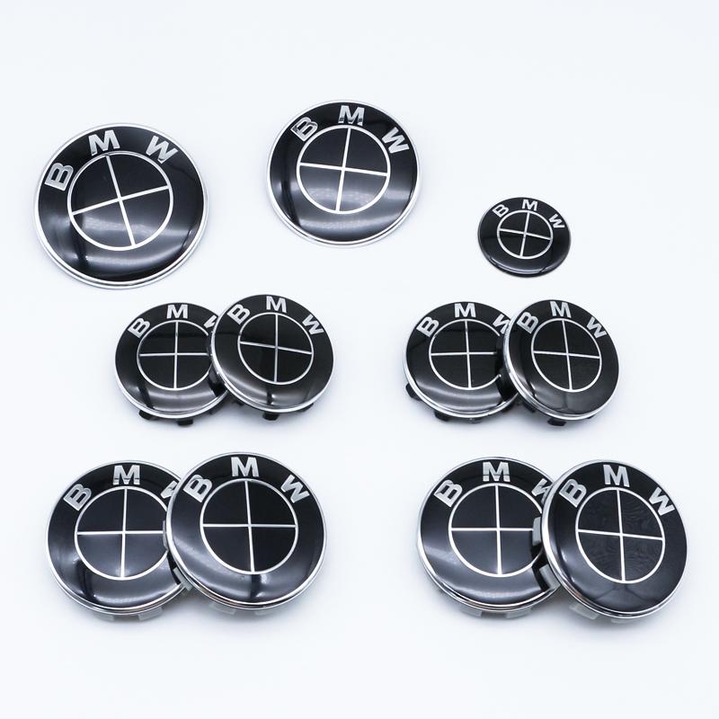 MLKQ6 All Black 82mm 74mm Car Front Rear Logo 68mm Wheel Hub Center Cover Steering Wheel Center Stickers For BMW E90 E87 F20 E46 F30
