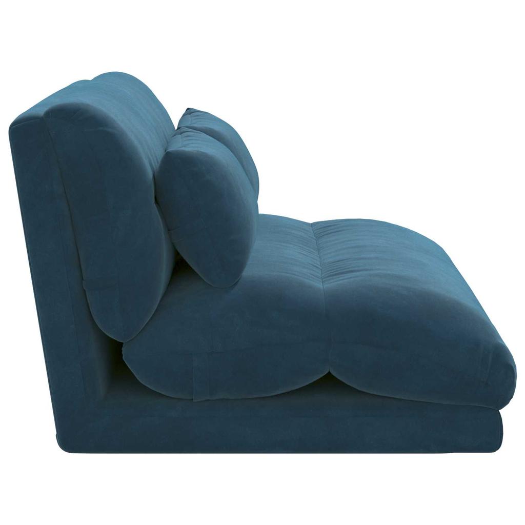 Adjustable Floor Footstool Blue Velvet