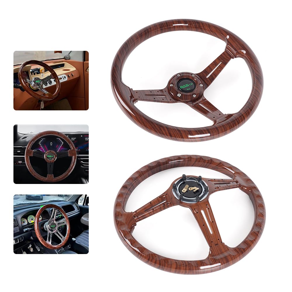MUTEKI Car Steering 350mm Lightweight ABS Replacement for Cars and Deep Cone Steering Wheel with Horn Universal Fit Wheel, Diameter, Material, Games,