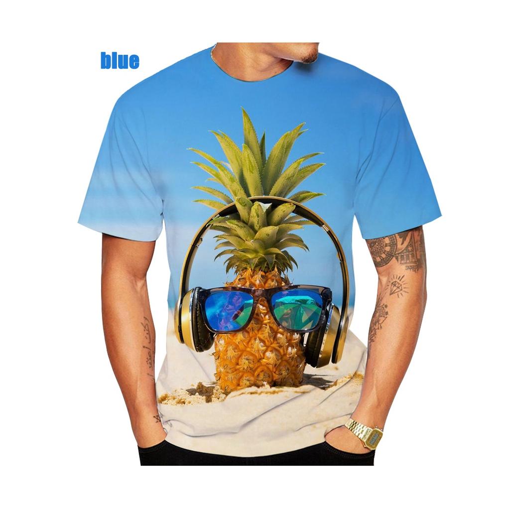 Summer Fruit Pattern 3D Printed Fun Creative Fashionable Pineapple Short-sleeved Outdoor Sports Quick-drying Breathable Men's T-shirts