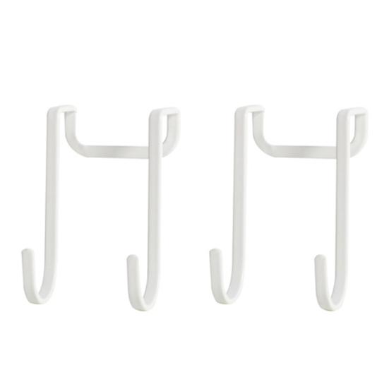 2 Pcs Over Cabinet Door Hook Heavy Duty Metal Hanging Hooks for Towels Bags Clothes No Drill Double Hanger Hook for Bathroom Kitchen Wardrobe Dorm белый