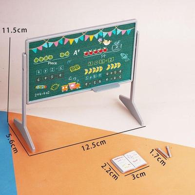 1 Set Mini School Desk Chalkboard Chair Schoolbags Model For Doll House School Furniture Decor Dollhouse Classroom Accessories