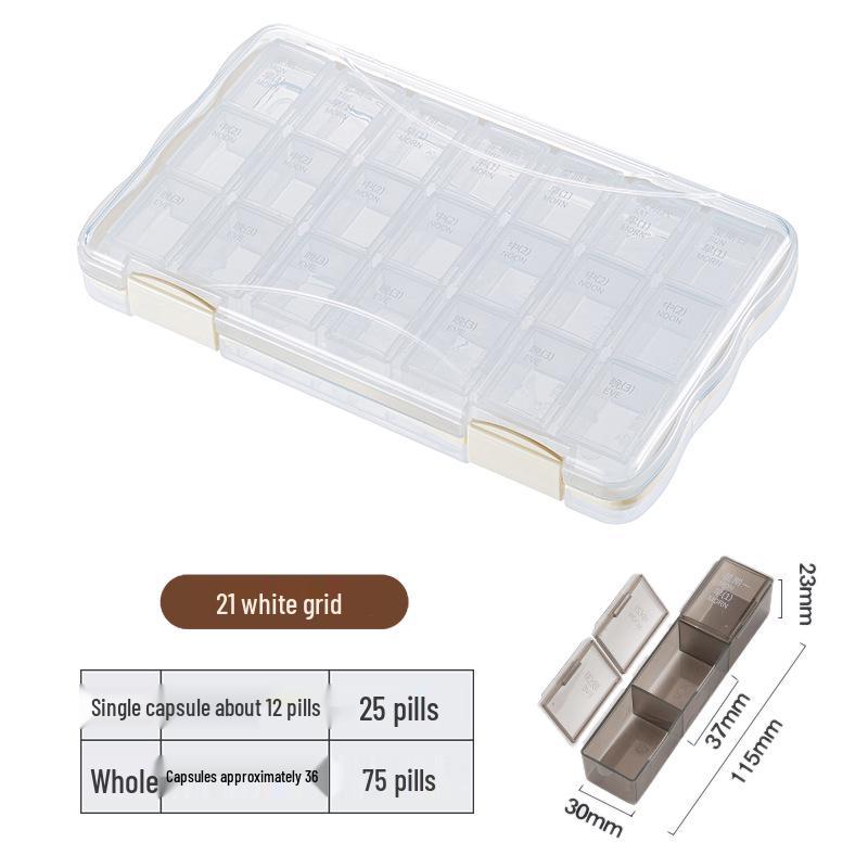 Compact Multi-Color 7-Day Pill Organizer with 21 & 28 Compartments