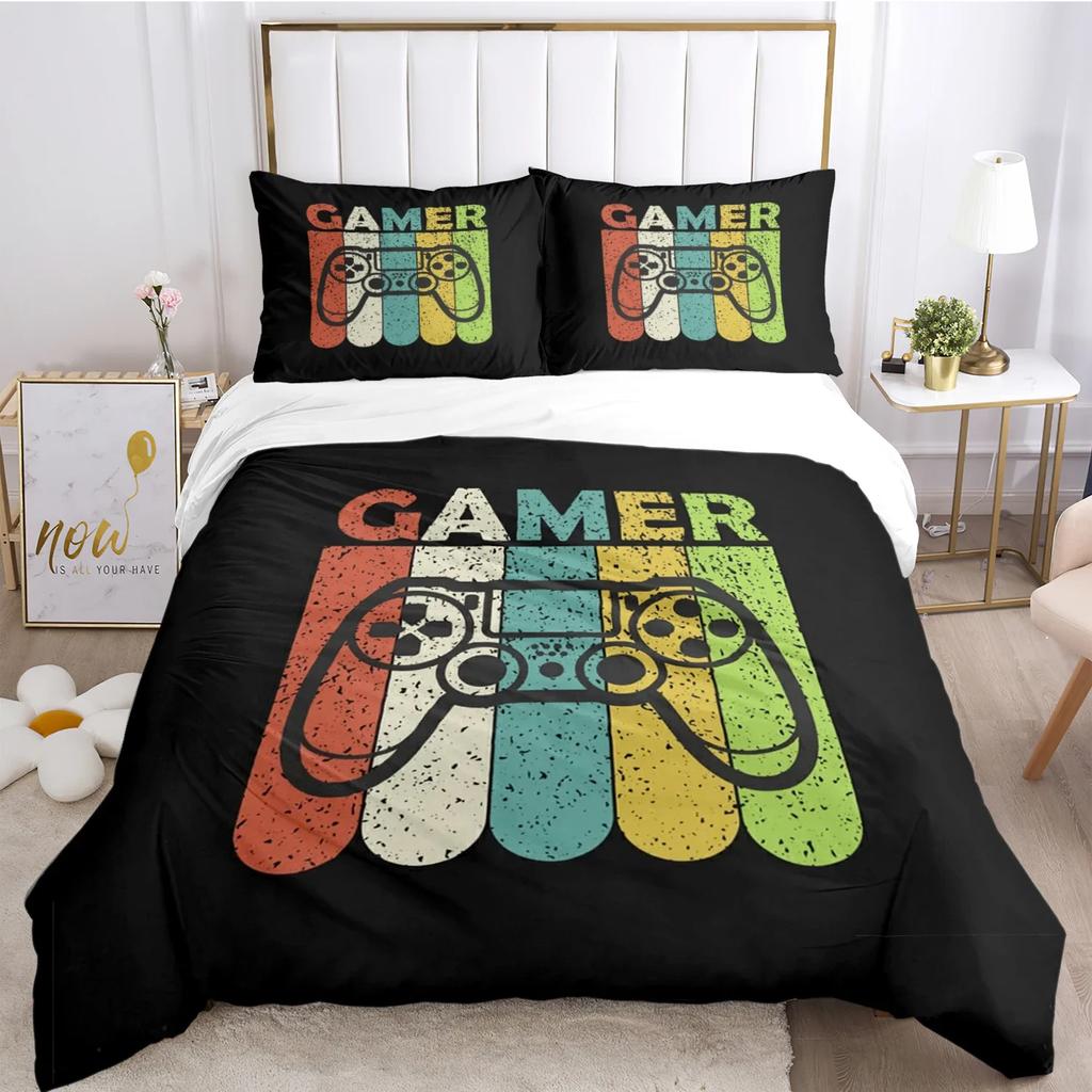 Gamer Game Controller Duvet Cover Comforter Bedding Sets Soft Quilt Cover and Pillowcases for Teens Boy Single/Double/Queen/King