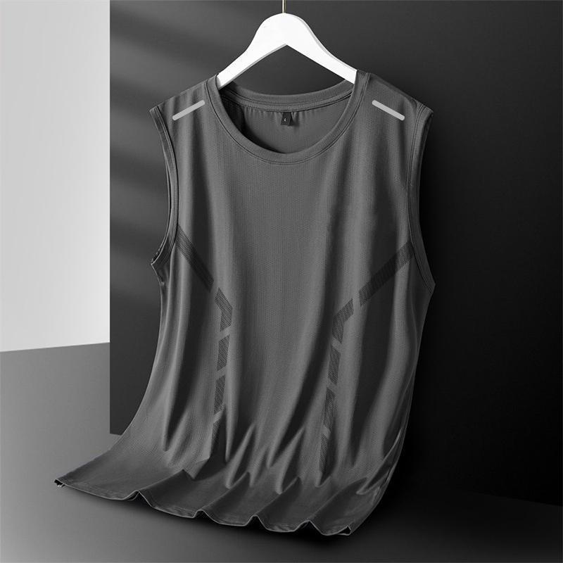 Men's Quick-Dry Ice Silk Sleeveless Mesh Vest - Large, Loose Fit for Summer Sports