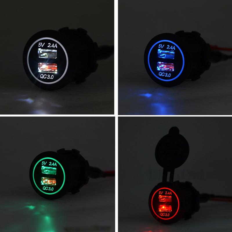 LMoDri New Motorcycle RV Super Fast Charge QC 3.0 Dual USB Auto ATV Phone Charger Waterproof Boat Yacht Tablet GPS Quick