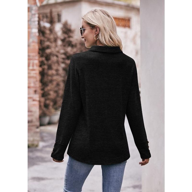 Bluză de damă de primăvară și toamnă Cămașă de polo casual Top cu mânecă lungă