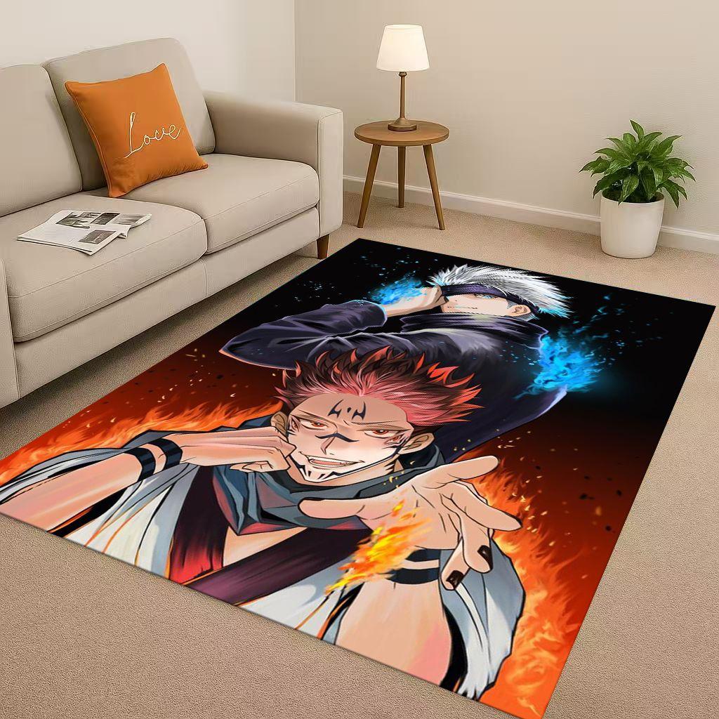 Anime Jujutsu Kaisen Cartoon Itadori Yuj Living Room Non-Slip Area Rug Carpet for Bedroom Playroom Sofa,Home Decor Doormat KID