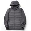 Men's Autumn Down Autumn and Winter Down Jacket Solid Color Simple Splicing Loose Hooded Jacket