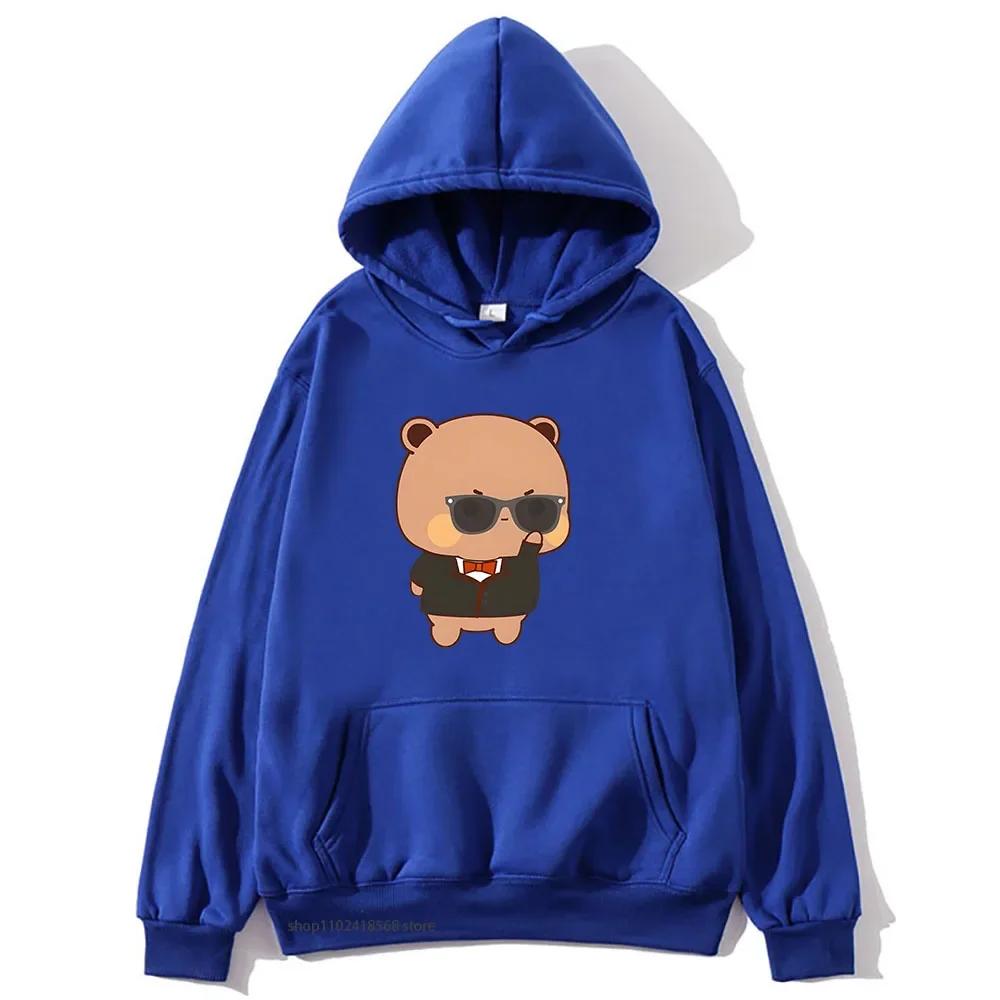 Red Flower From Panda BuBu To Bear DuDu Hoodie Cute Baby Bears Sweatshirts Couple Clothes Women's Streetwear
