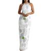 European and American fashion, slim fit, elegant and simple, full body printing, atmospheric temperament, high split-end women's clothing, summer
