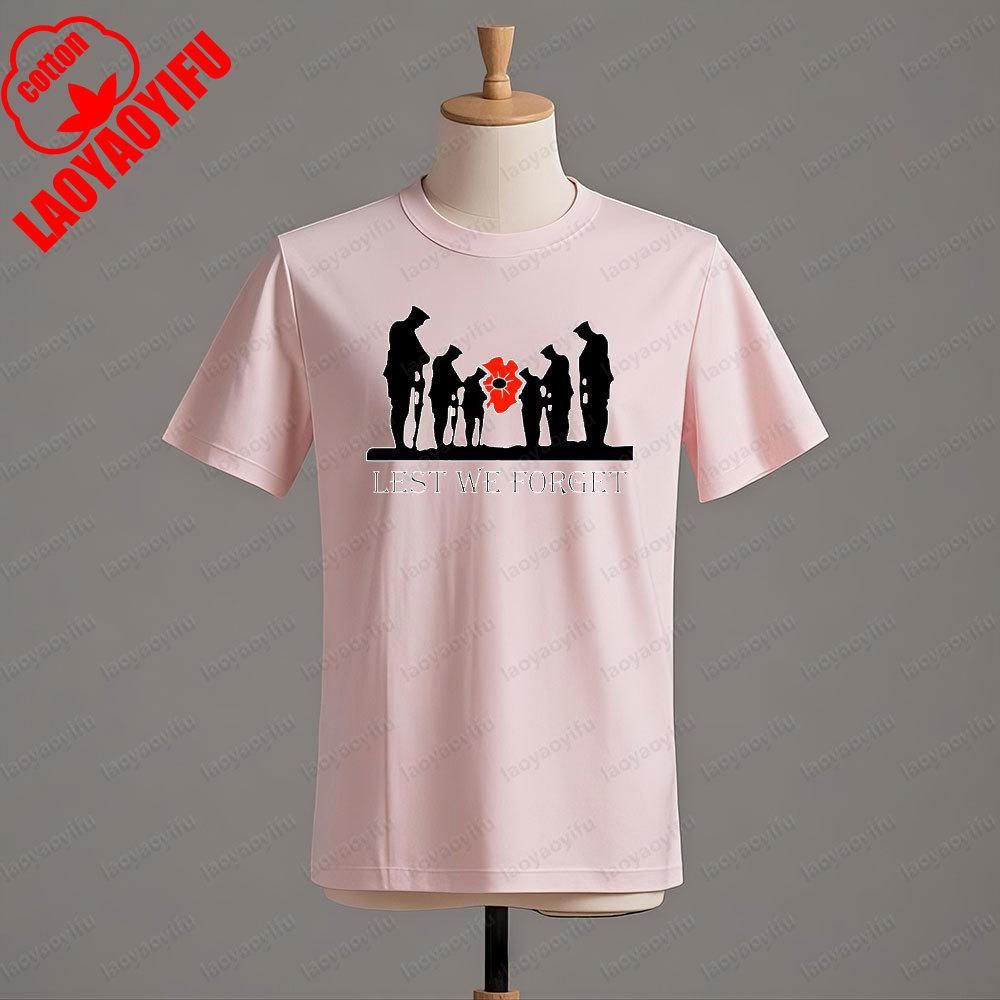 DDay Lest We Forget TShirt Anniversary Veterans Day Honour Our Armed Forces Remembrance Day Tshirt Men Summer Cotton Tee Tops S