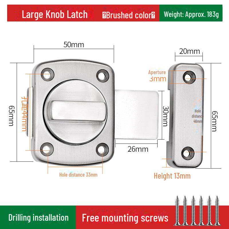 No-Drill Anti-Theft Door Latch Lock for Bathroom