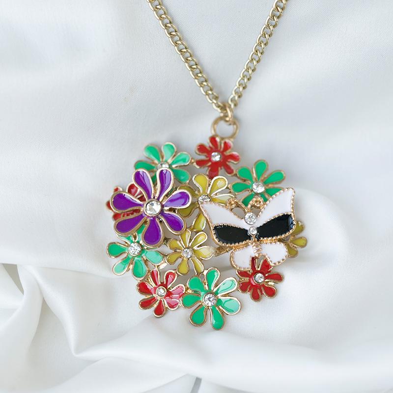 

Ретро ожерелье с цветком из стразов: Элегантная, простая полая длинная цепочка для свитера жёлтый