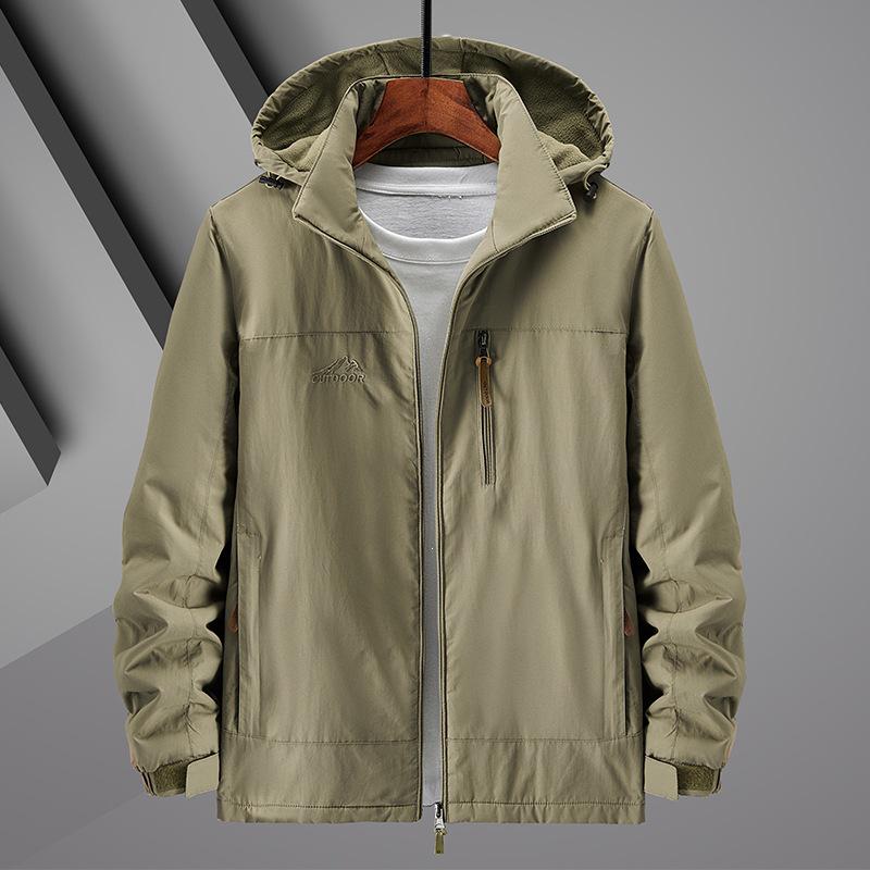 Men's Waterproof Breathable Outdoor Jacket with Detachable Hood - Spring/Autumn Plus Size Windbreaker & Sport Casual Outerwear.