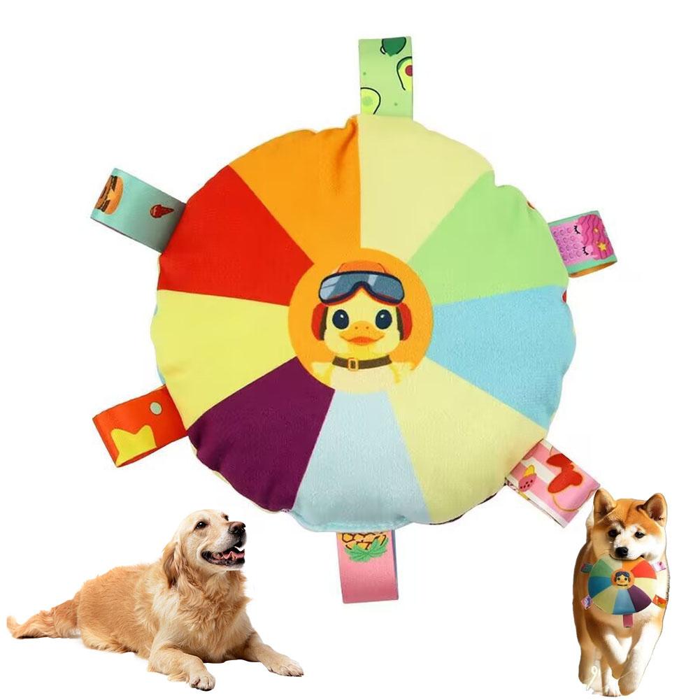 Funny Rainbow Plush Flying Saucer Dog Toys Outdoor Interactive Training Games Chew Toy Pets Flying Discs Toys Dog Accessories