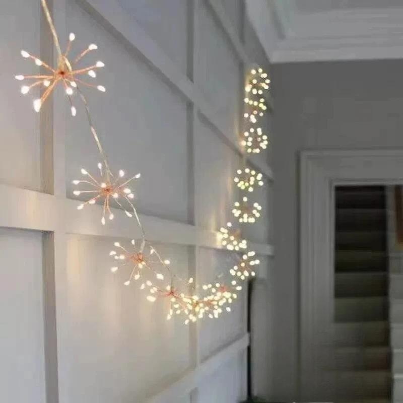 LED  Fireworks Light Solar Indoor Fairy Garden Lights 8 Lighting Modes DIY Starburst Solar Lamps Holiday Decorative Lights 3 Lighting Color