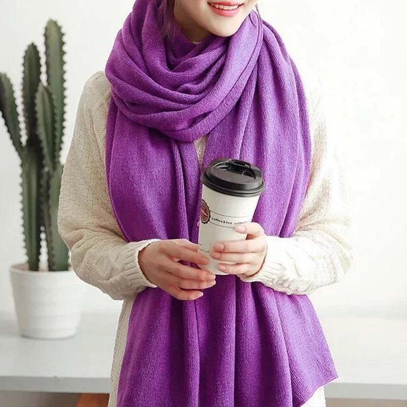 Fashion Autumn and Winter Korean Popular Solid Color Imitation Cashmere Knitted Yarn Scarf for Men and Women Versatile Scar