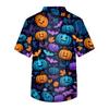 Men's Short Sleeve V-Neck Halloween Print Chest Pocket Care Top
