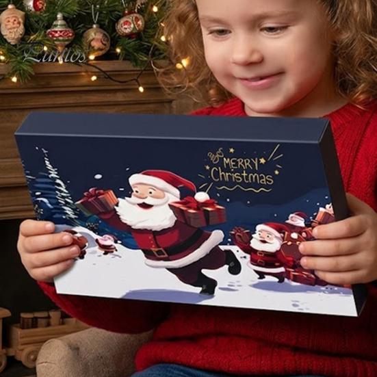 Cardboard Gift Boxes Christmas Countdown Packaging Box, Xmas Advent Calendar with 24 Decoration Slots, DIY Fillable Empty Present Storage Party