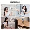 Foldable Magnetic Carabiner Phone Holder & Tripod for Live Streaming, Photos, Airplane & Desktop Use.