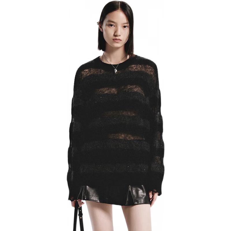 

MO&Co. Mohair Blend Striped Knit Sweater XS 155