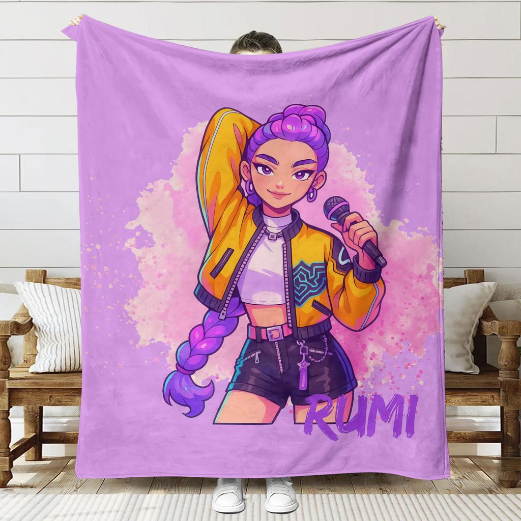 Blanket Print K - Pop Demon Hunters Flannel Blanket Latest Fashion Pop Girl Group