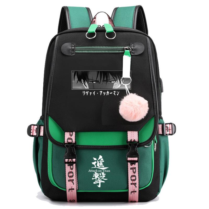 Attackontitan Attack Giant Printed Usb Backpack Casual School Bag Student