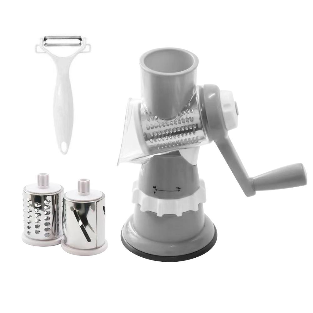 Hand-Crank Vegetable Cutter & Slicer Manual Kitchen Cheese Chopper Machine With 3 Adjustable Sharp Drums Multi-Function Garlic Potato Shredder