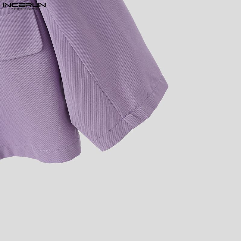 INCERUN Paltoane Blazer Subțiri cu Rever pentru Bărbați, Mânecă Lungă, Decupaje cu Nasturi