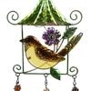 KX4B Painted Glass Bird Butterfly Iron Wind Chimes Pendant Vintage Hanging Decorations