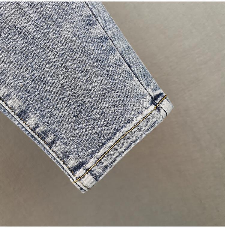 Europäische Skinny Jeans mit Strasssteinen und Hoher Taille für Damen - Sommerkollektion 2025, Slim Fit Cropped Gerade geschnitten