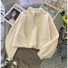 Womens Short Fleece Zip Sweatshirt Plus Size Loose Warm Winter Top Casual Hoodie Alternative