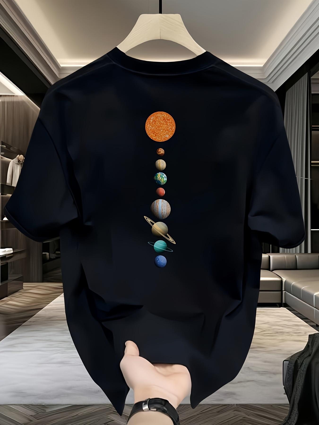 

Men s Heavyweight 100% Cotton Solar System Planet Print T- S дубильная кора