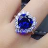 Set With Sapphire Heart Shape Open Ring Necklace Women, Luxury Temperament Engagement Pendant Set