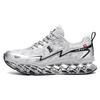 New Summer Men's D-print Blade Running Shoes, Mesh Breathable, Laces-free, Thick-soled Shock-absorbing Sports Shoes