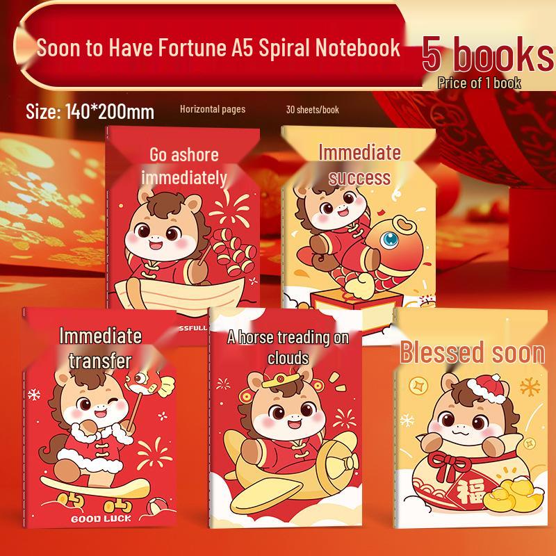 Year of the Horse A5 Thread-Bound Soft Cover Notebook - Creative Student Stationery for New Year s Diary