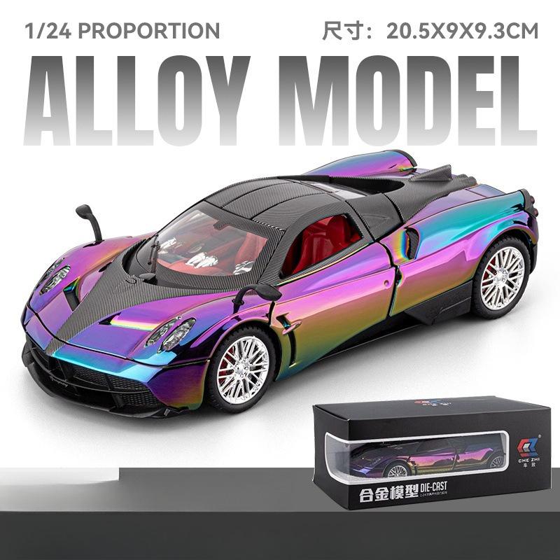 1/24 Alloy Car Model Electroplated Version Pink Purple Pullback Sound and Light Toy Sports Car Simulation Car