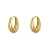 Latest Classic Copper Alloy Metal Smooth Metallic Hoop Earrings Woman Chic Fashionable Korean Jewelry Temperament Girl 'S Everyday Wear