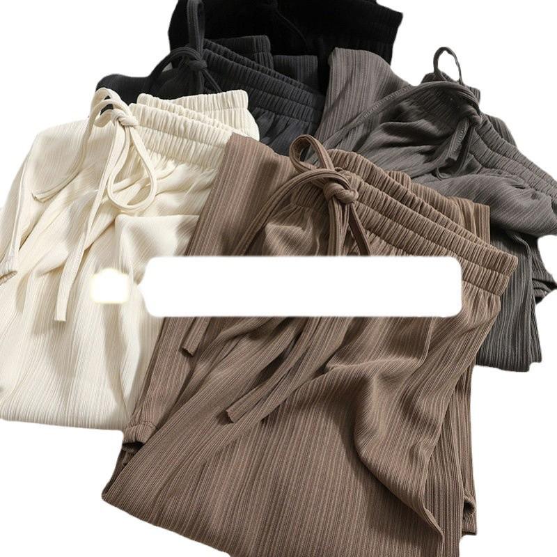 Petite Ice Silk Wide-Leg Slimming Pants - Women's Summer XS Straight-Leg Casual, 145cm/150cm Options