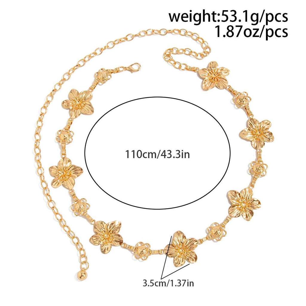 Ingemark Sexy Metal Flower Waist Belly Chain for Women 2025 New Trend Sexy Summer Bikini Adjustable Belt Party Body Jewelry Gift