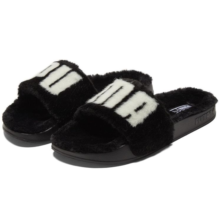 Puma Leadcat 2.0 Fuzz Slide Black White Women Sneakers 387313-01