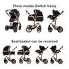 Portable 3-in-1 Baby Stroller High View Pram Foldable Pushchair Lightweight Travel System Buggy Newborn with Car Seat Carriage