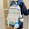 Contrast Color Middle School Student Schoolbag Large Capacity College Style Backpack with Coin Purse
