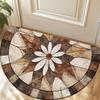 1Pcs Floral Mosaic Pattern Semi Circle Welcome Doormat Non Slip for Outdoor Patio Porch Kitchen Bathroom Entryway Floor Mat