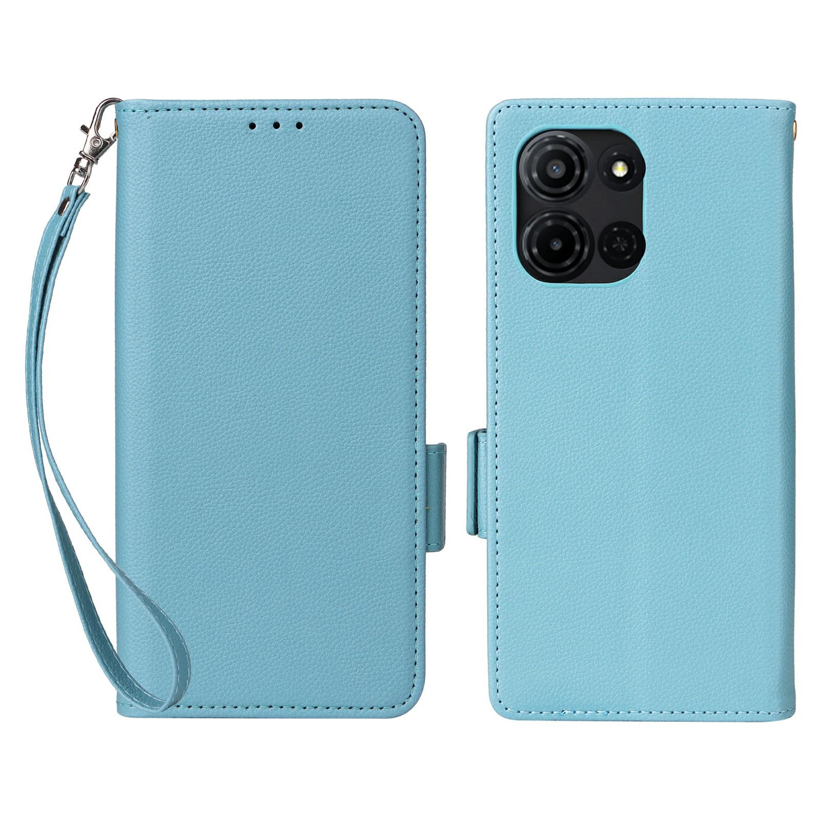 

For TCL K33 5G/K32 5G Case Litchi Texture Wallet Leather Phone Cover with Wrist Strap