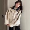 American retro embroidery label lapel cotton jacket female student winter loose versatile thickened bread clothes tide