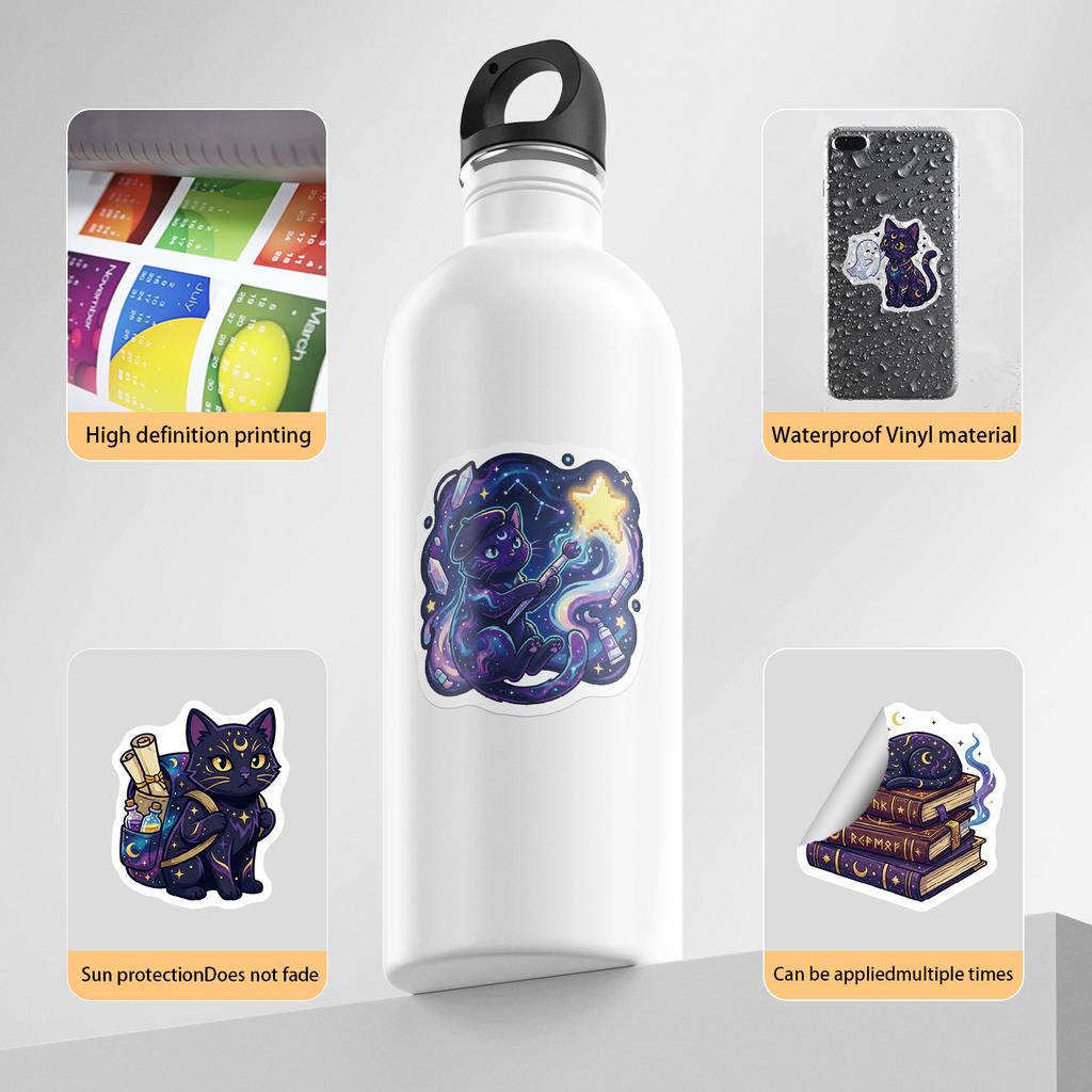 50Pcs Cosmic Cat Graffiti Stickers Creative Cats Cartoon Decal Diy Luggage Phone Guitar Scrapbook Waterproof Sticker Kid Toys