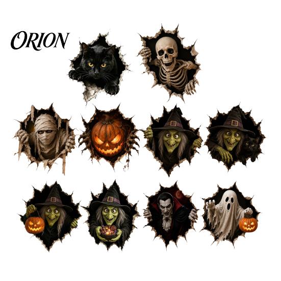 Holiday Vibe Wall Enhancements Halloween Break-in 3D Decals, Illusion Effect Spooky Breaking Through Decorative Decals for Dormitory Sticker,