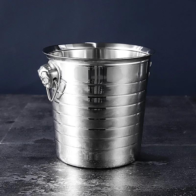 Bar Kitchen Stainless Steel Ice Buckets for Beer Wine Champagne Storage Cooling Bucket Portable Cooler Party Whiskey Chiller Ins